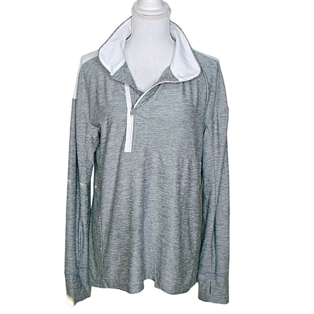 Womens Under Armour 1/4 Side Zip Pullover Loose Fitting Jacket Gray Thumb Hole M